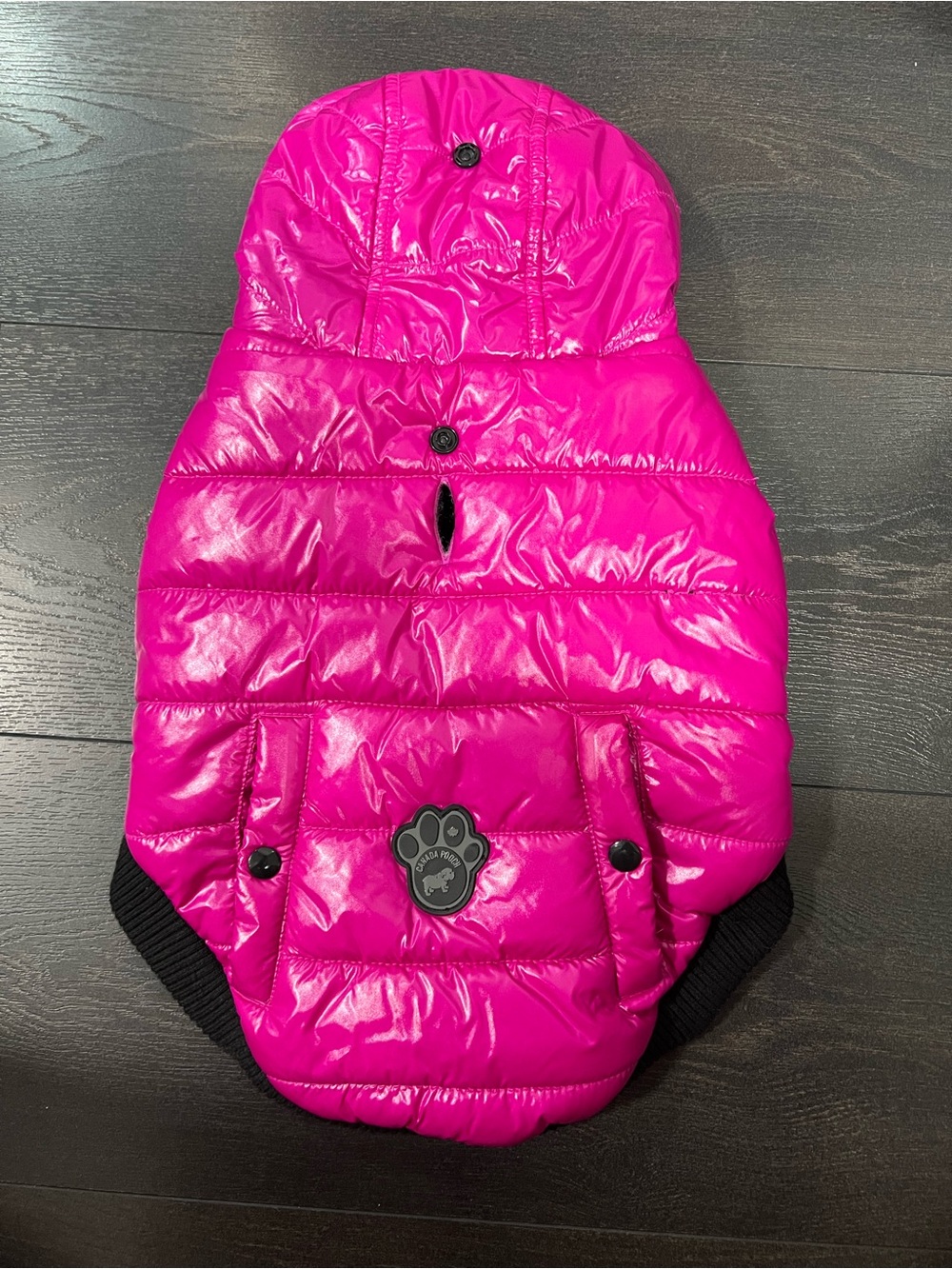 Kids Puffer Hooded Pet Jacket - Hot Pink